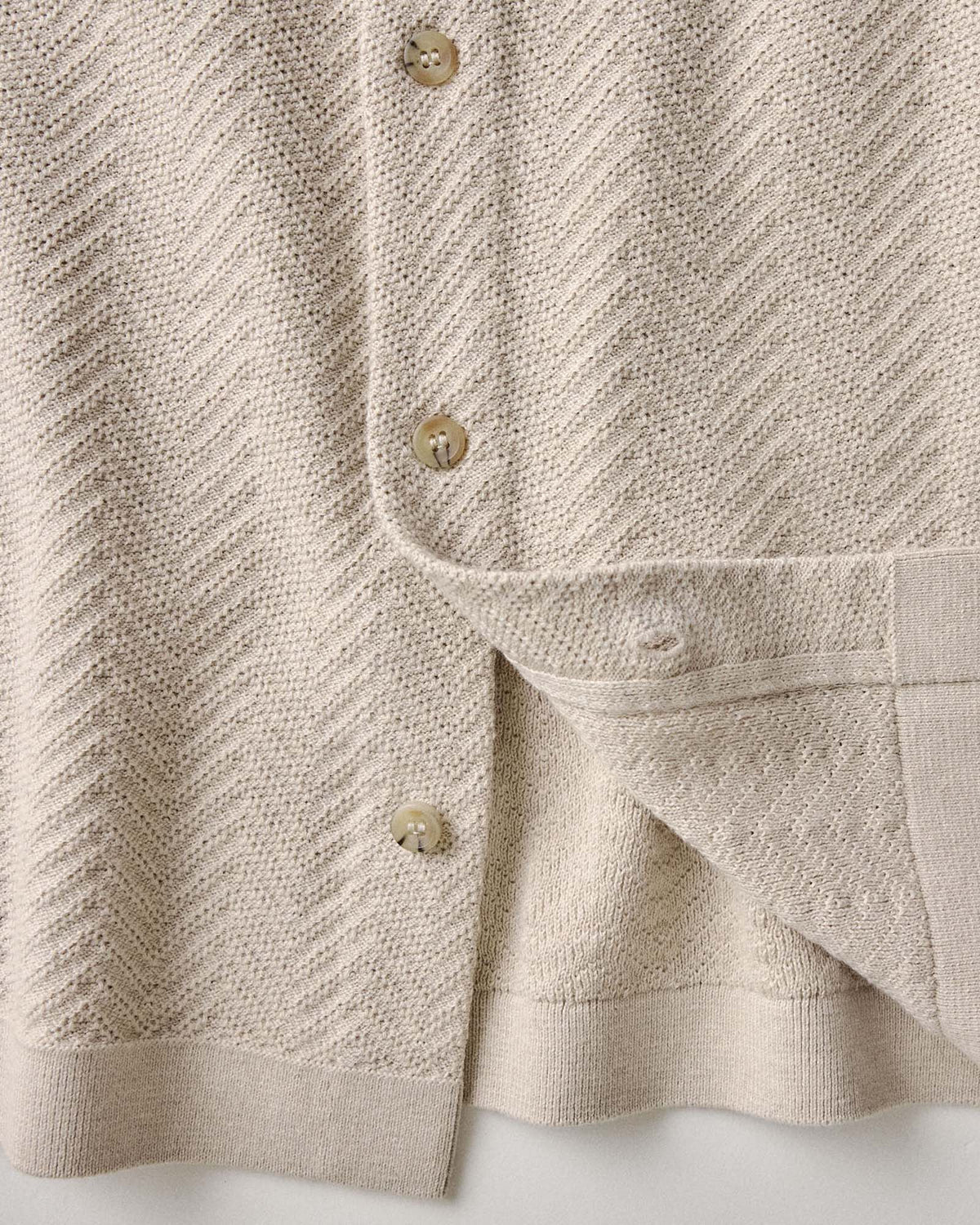 The Button Down Polo in Heather Oat Herringbone