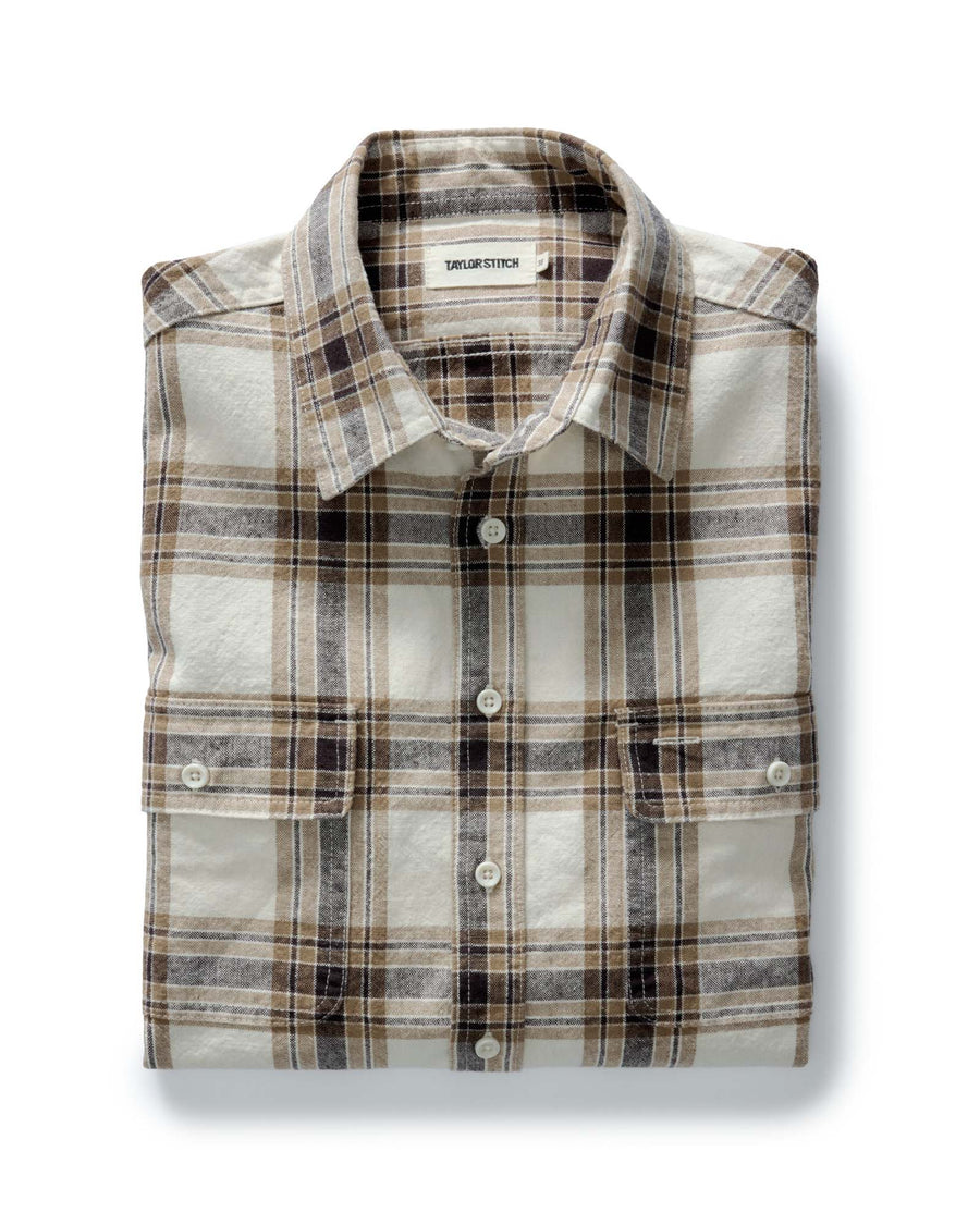 The Craftsman Shirt in Bark Plaid Linen