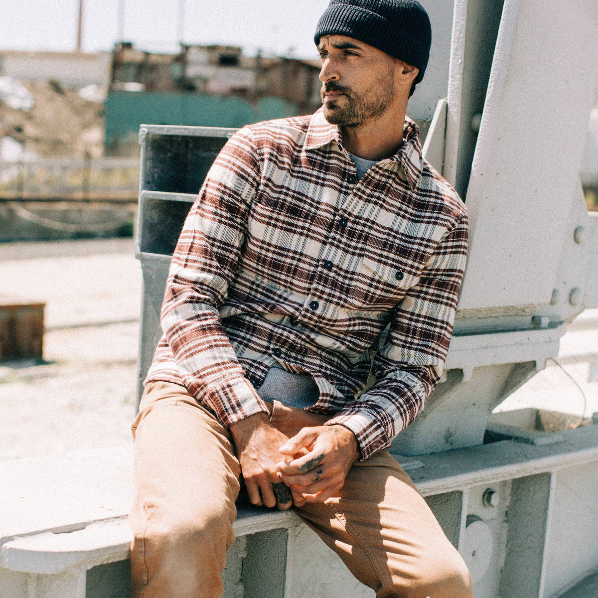 The Crater Shirt in Ivory Plaid