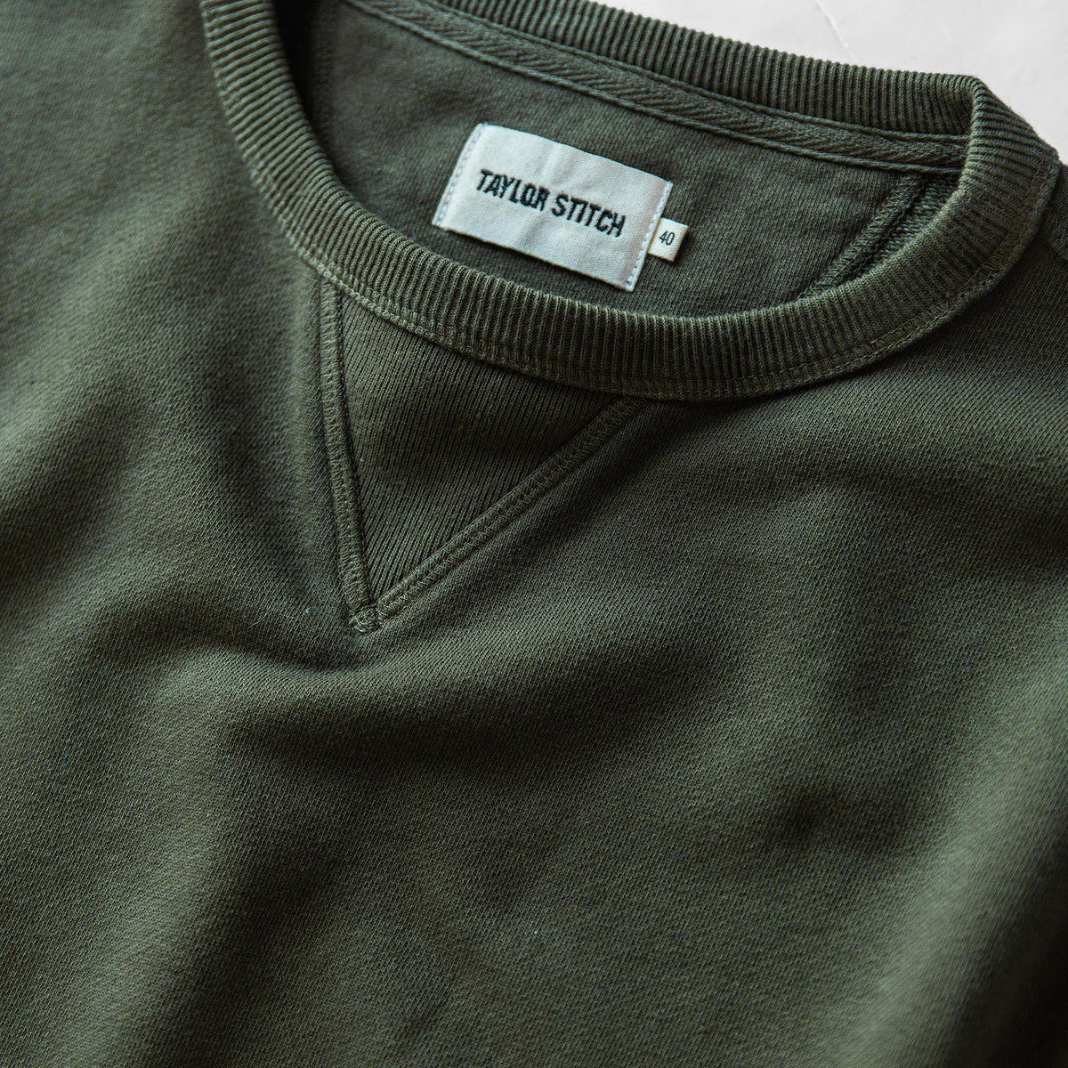 The Fillmore Crewneck in Dark Olive Terry