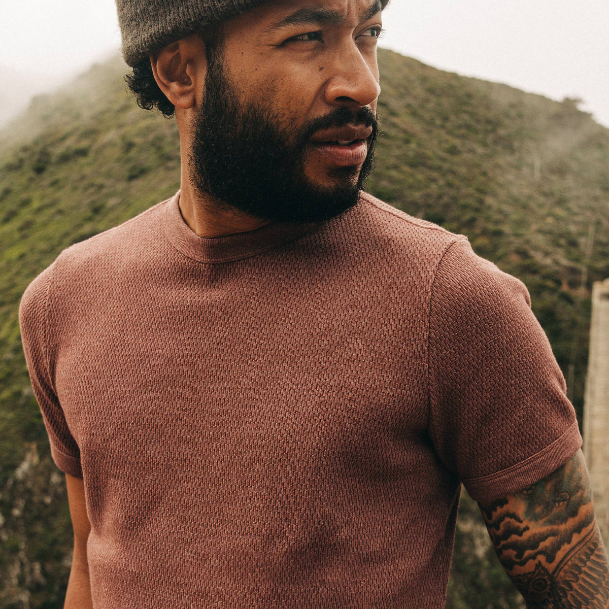 The Heavy Bag Waffle Short Sleeve in Burgundy