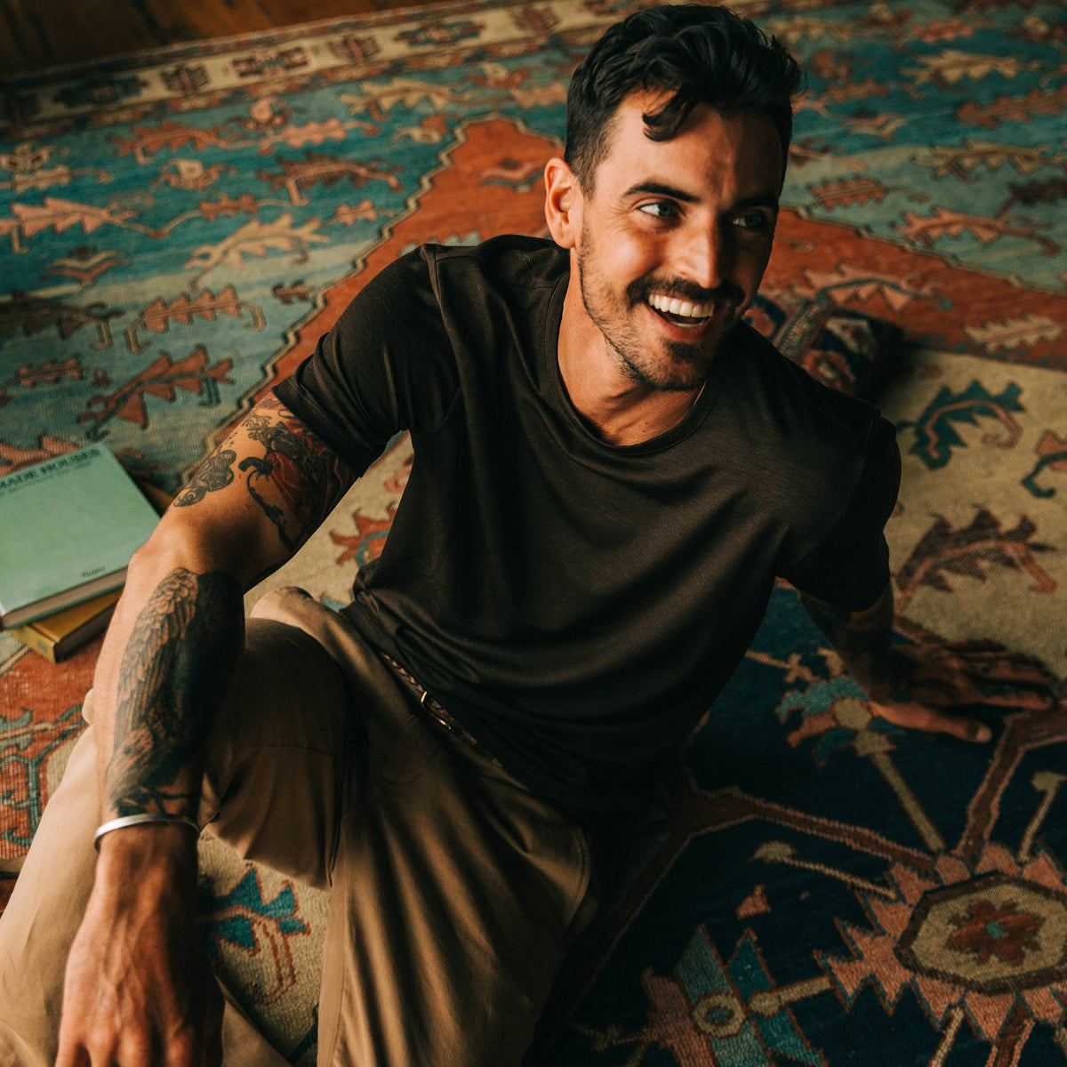 The Merino Tee in Heather Espresso