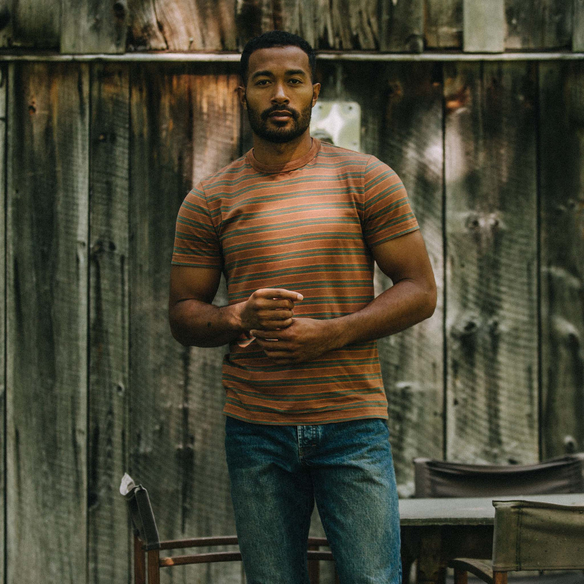 The Organic Cotton Tee in Sahara Stripe