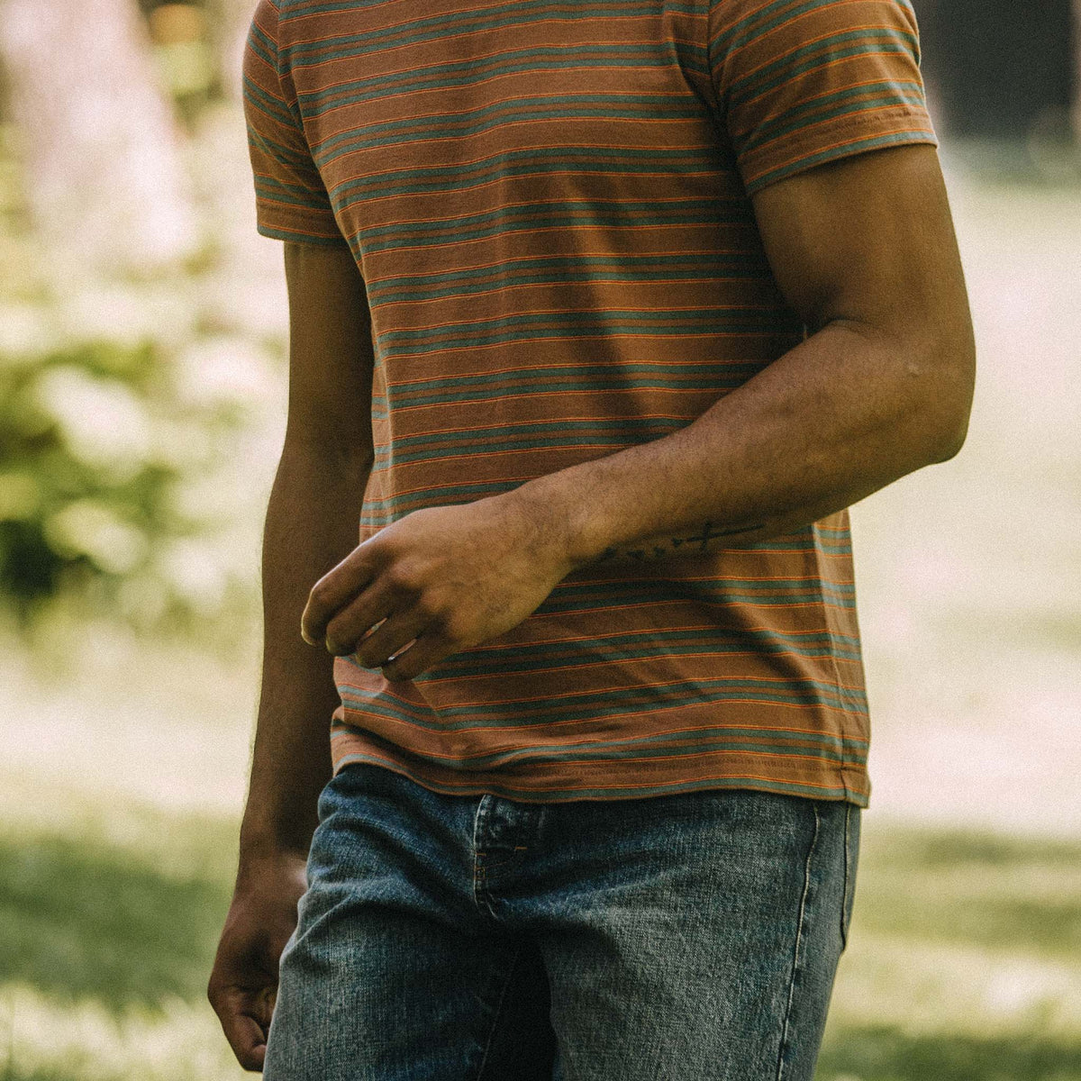 The Organic Cotton Tee in Sahara Stripe