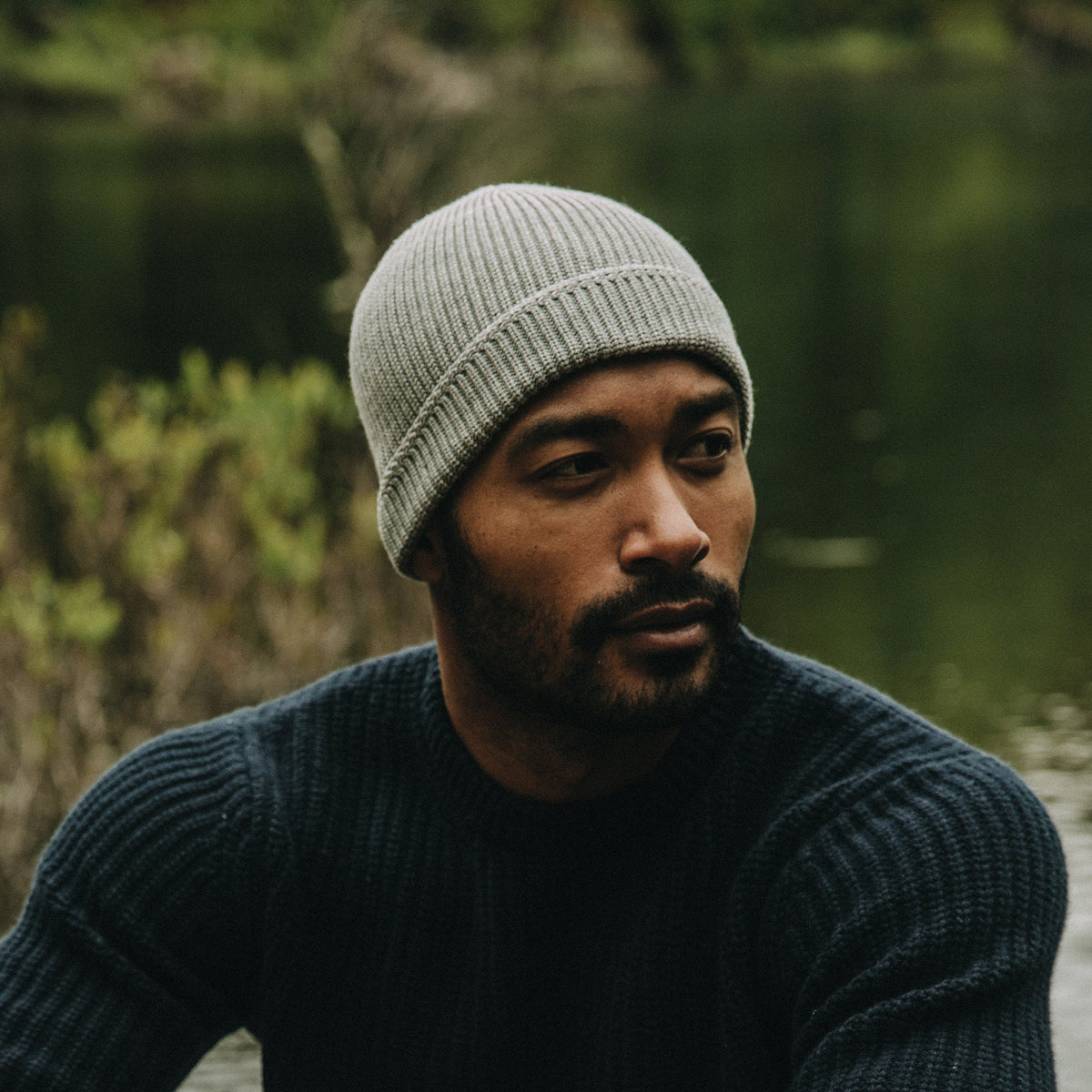 The Rib Beanie in Heather Grey