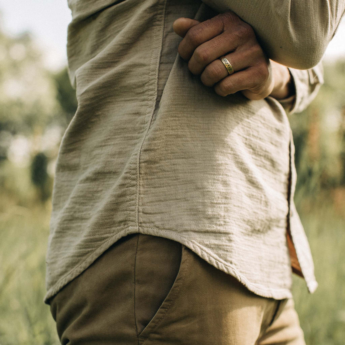 The Utility Shirt in Stone Double Cloth