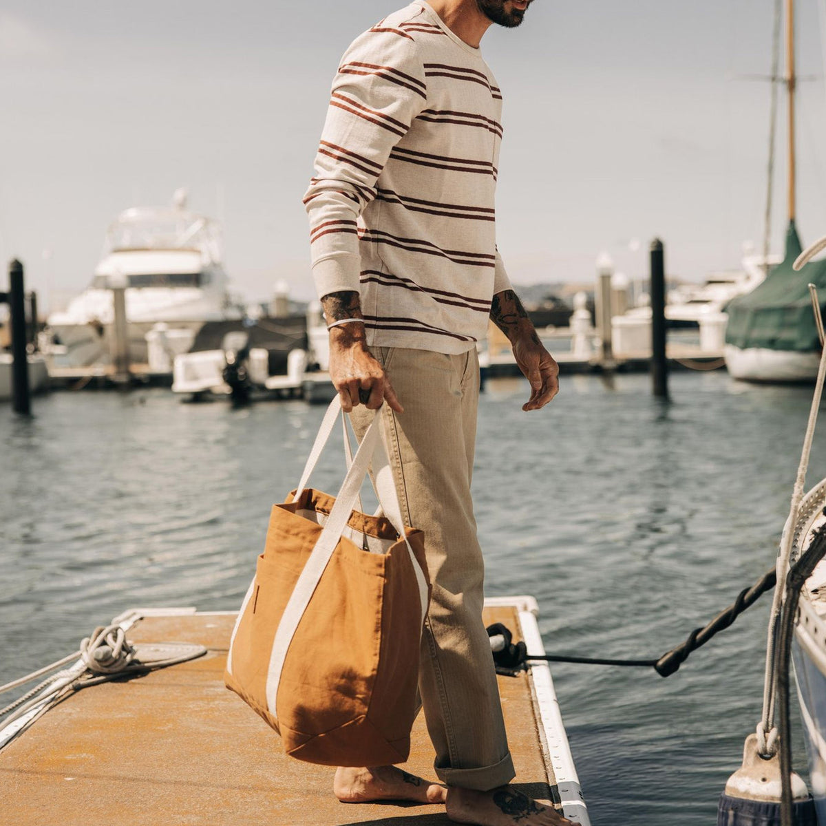 The Colton Crew in Oat Heathered Stripe