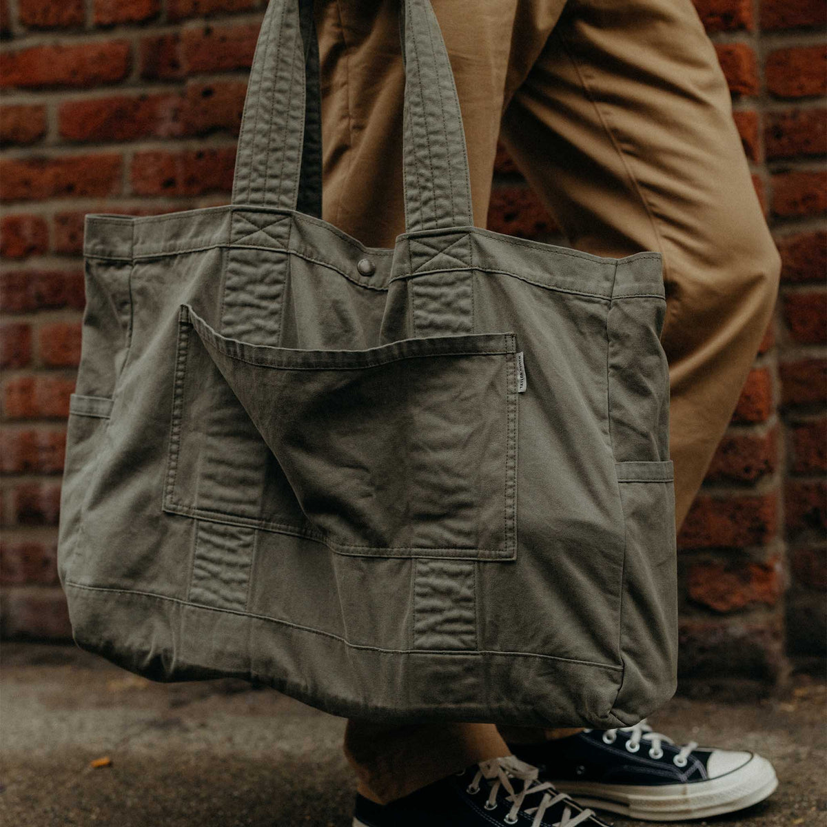 The Foundation Tote in Organic Smoked Olive