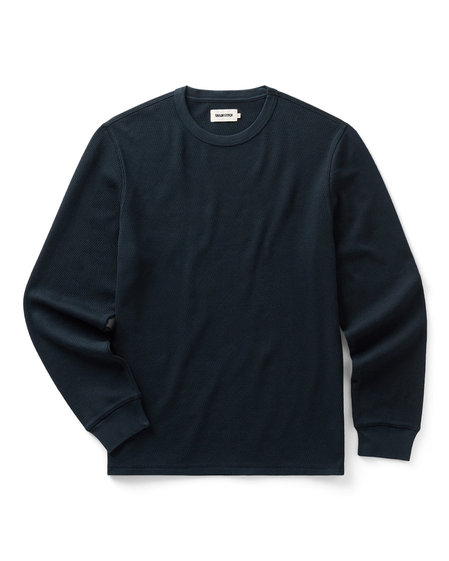 The Organic Cotton Crew in Dark Navy Waffle