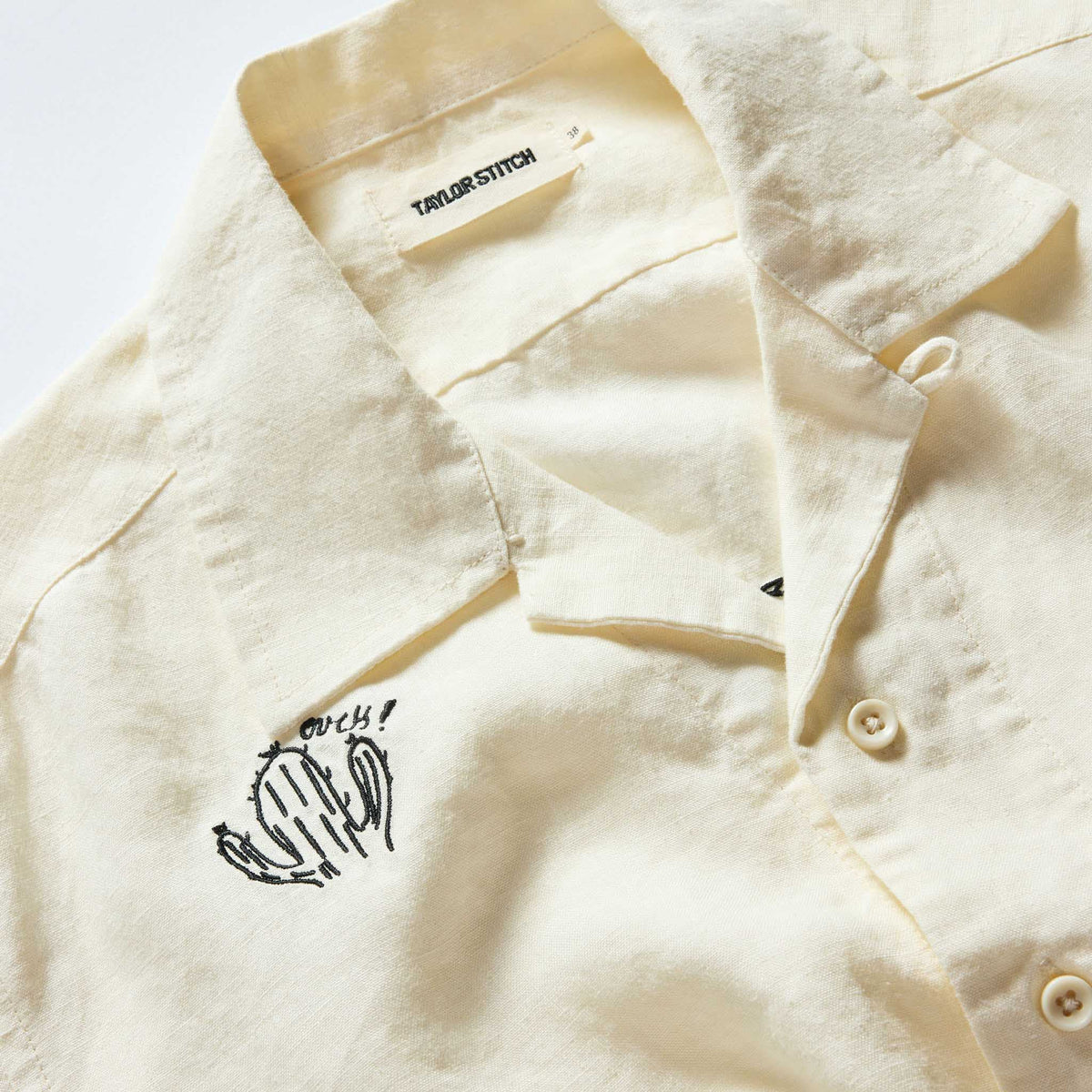 The Short Sleeve Davis Shirt in Embroidered Natural