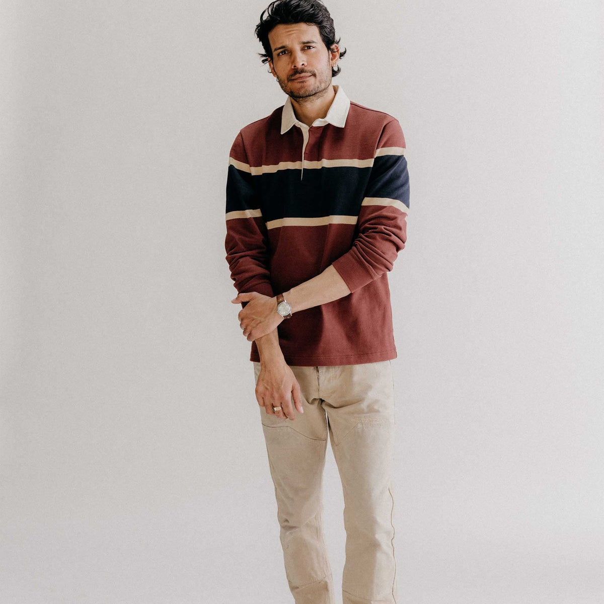 The Rugby Shirt in Dried Cherry Stripe