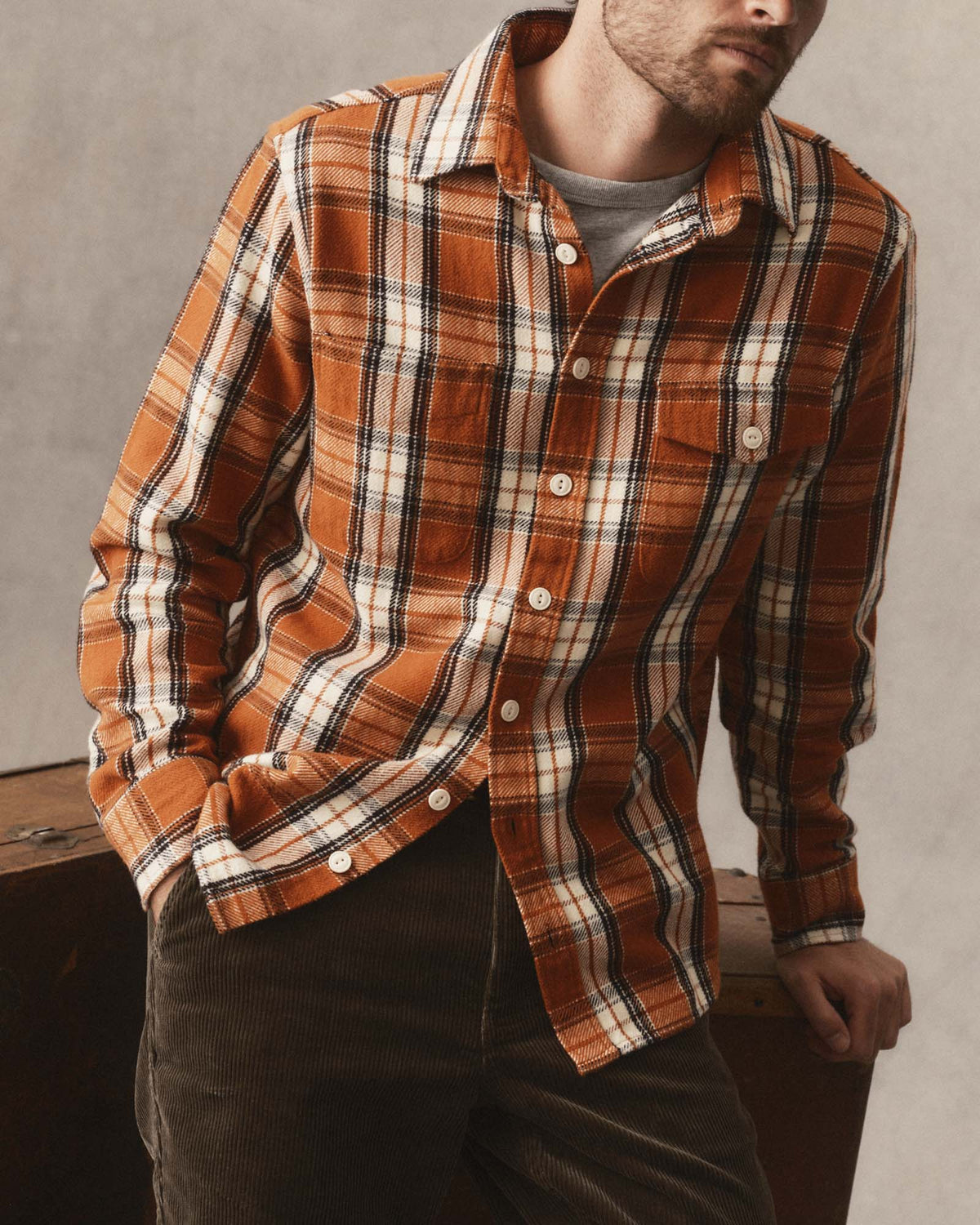 The Crater Shirt in Brick Plaid