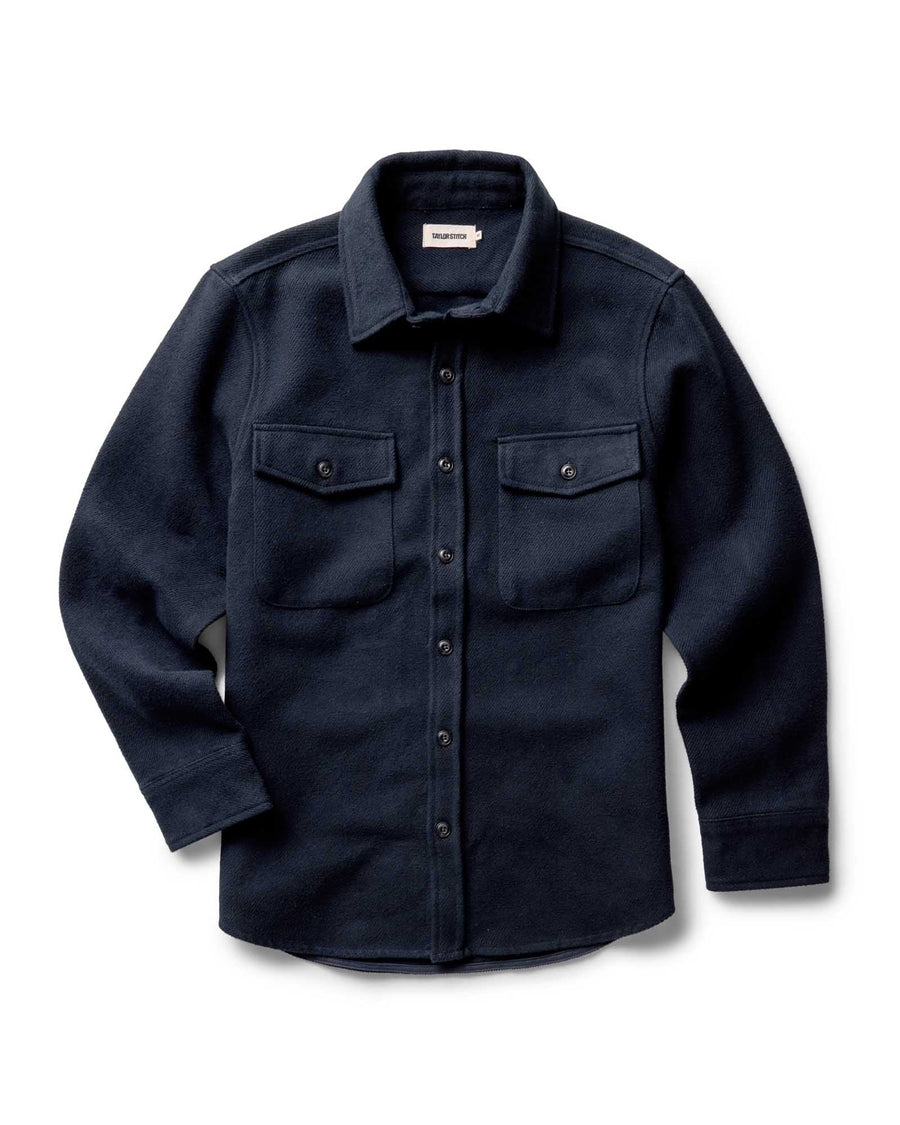 The Maritime Shirt Jacket in Dark Navy Moleskin Twill