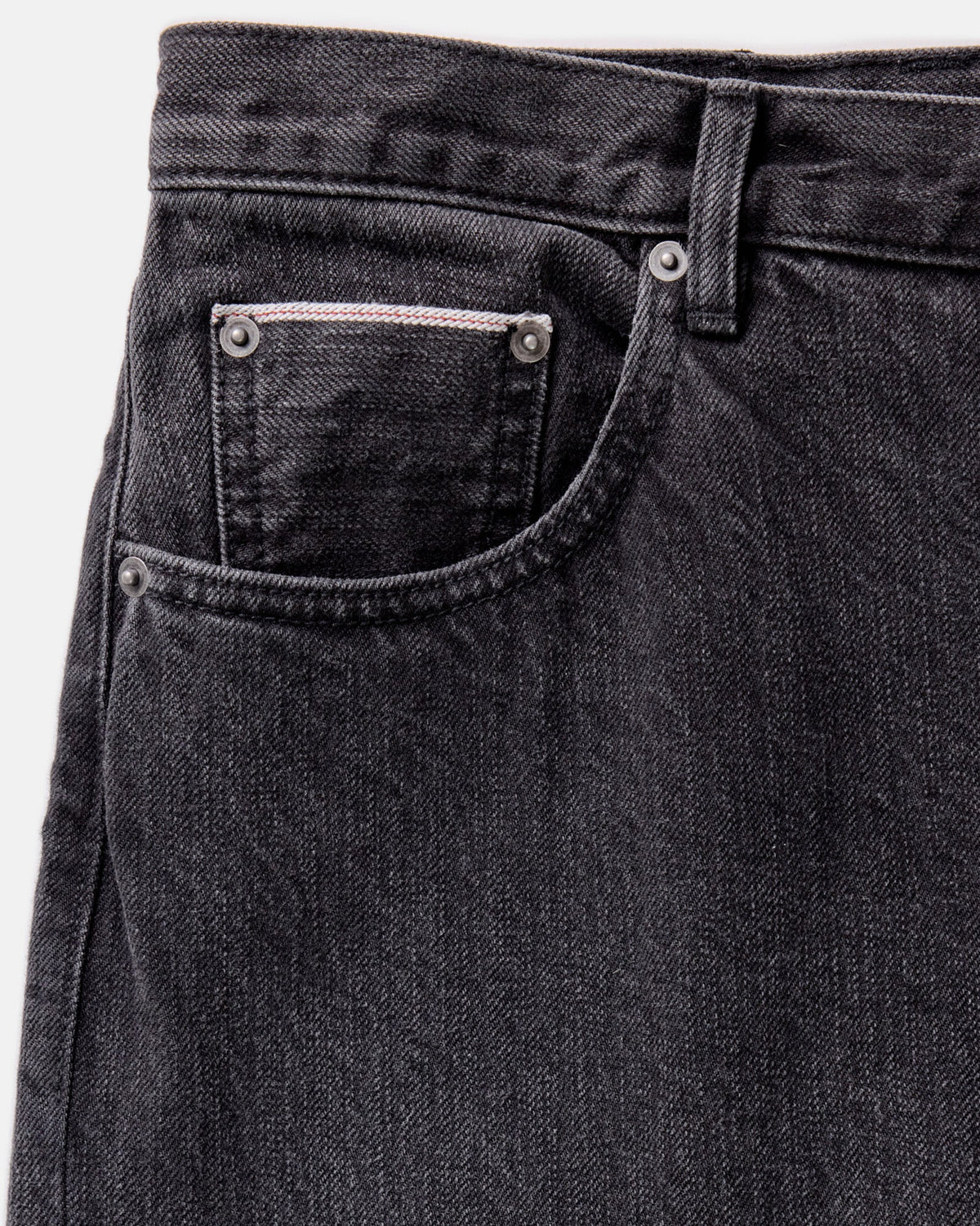 The Slim Jean in Washed Black Organic Slub Selvedge
