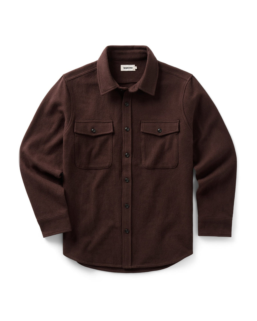 The Maritime Shirt Jacket in Burgundy Moleskin Twill