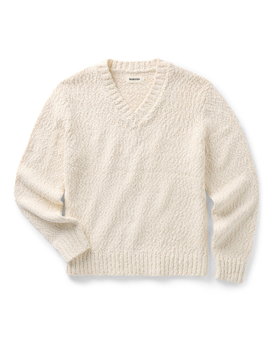 The Match V-Neck Sweater in Vintage White Slub