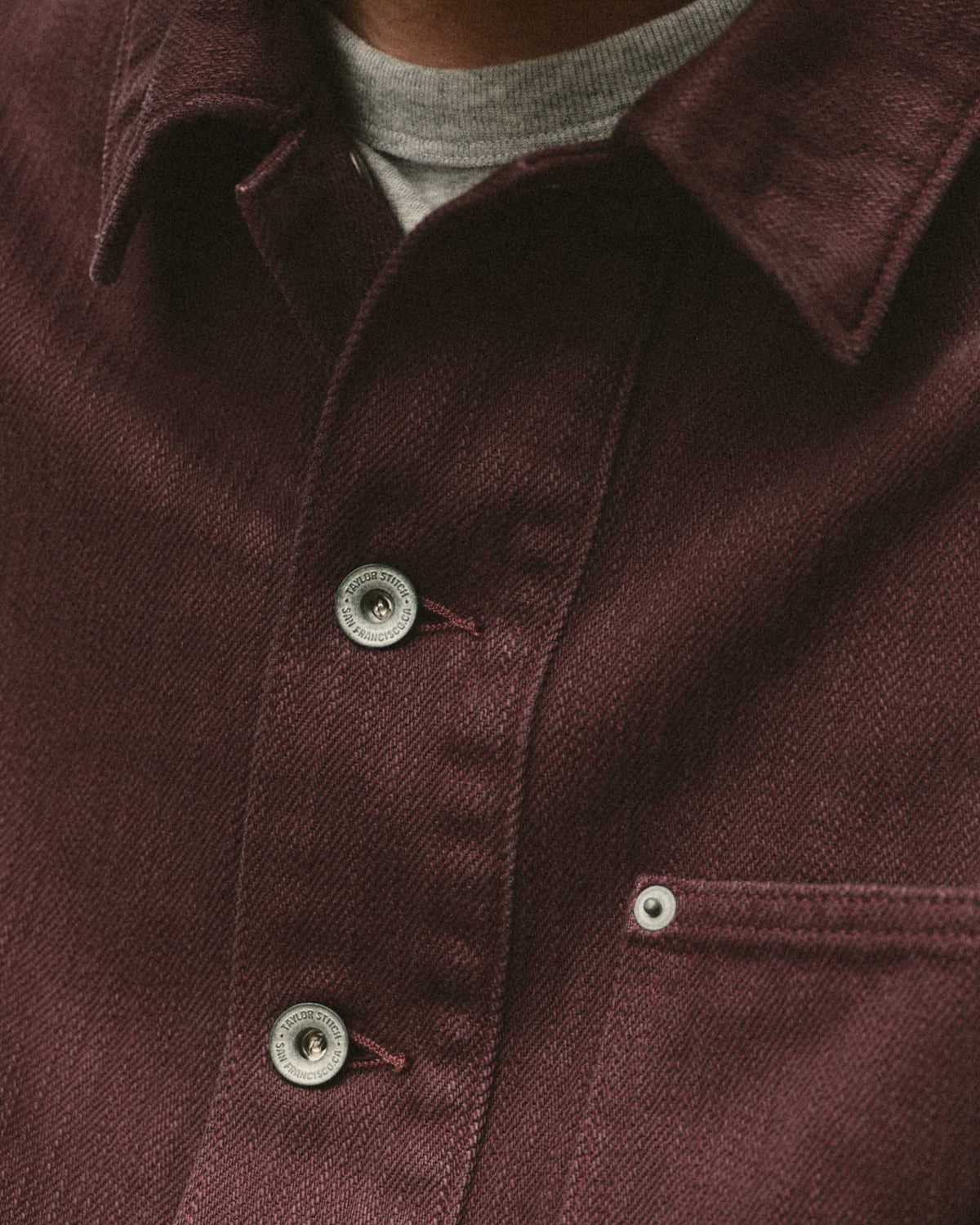The Milton Overshirt in Burgundy Slub Denim