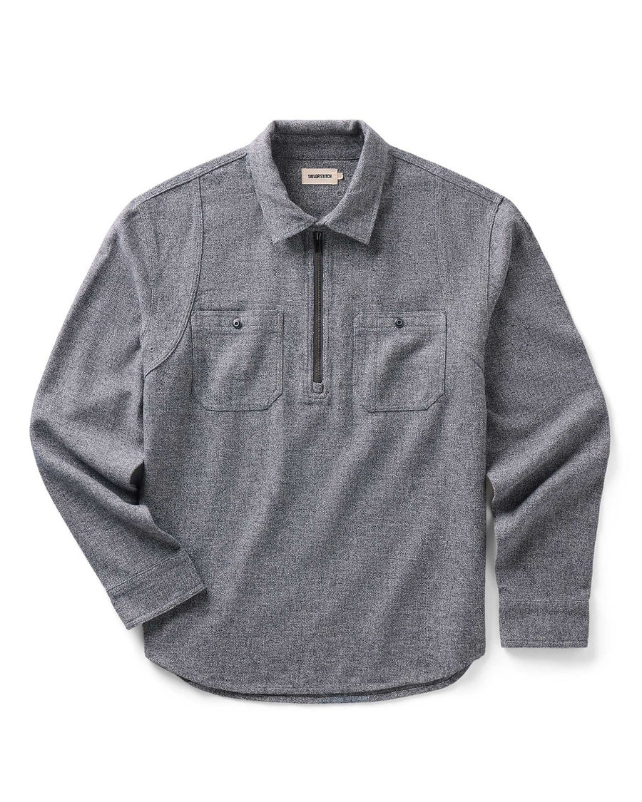 The Tiller Half Zip in Greyscale Hemp Jaspe