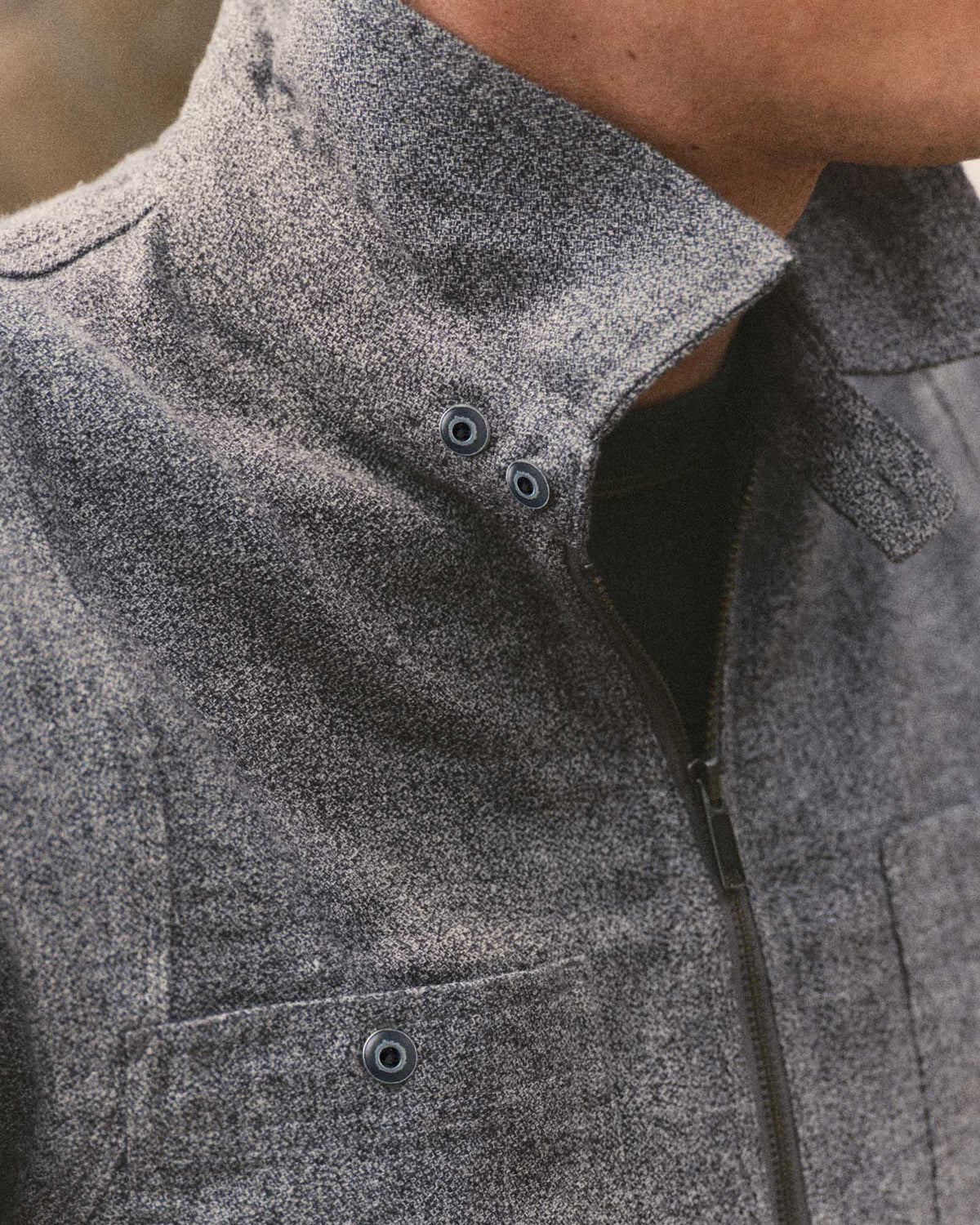 The Tiller Half Zip in Greyscale Hemp Jaspe