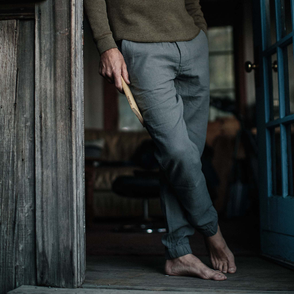 The Apres Pant in Charcoal Double Cloth ('21)