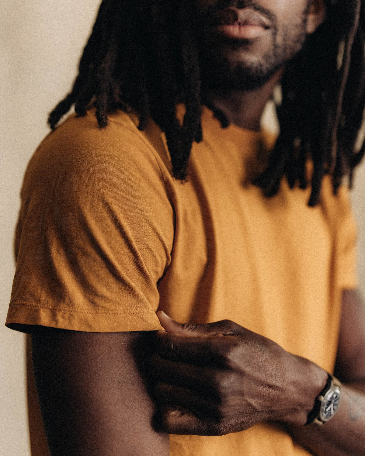 The Cotton Hemp Tee in Saffron