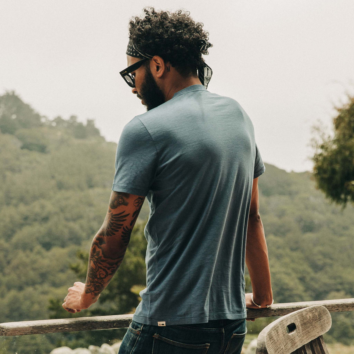 The Cotton Hemp Tee in Steel Blue