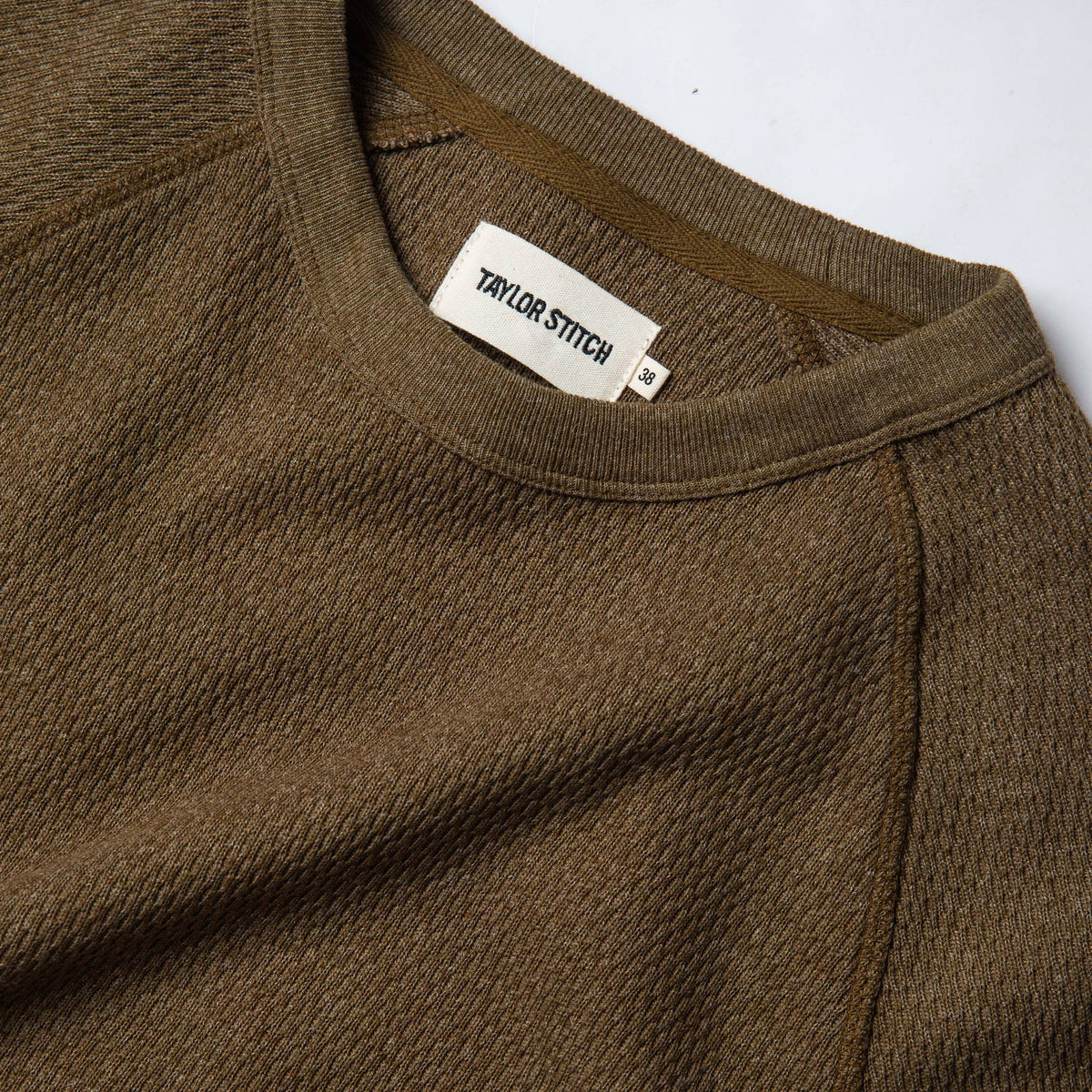 The Heavy Bag Waffle Crewneck in Olive