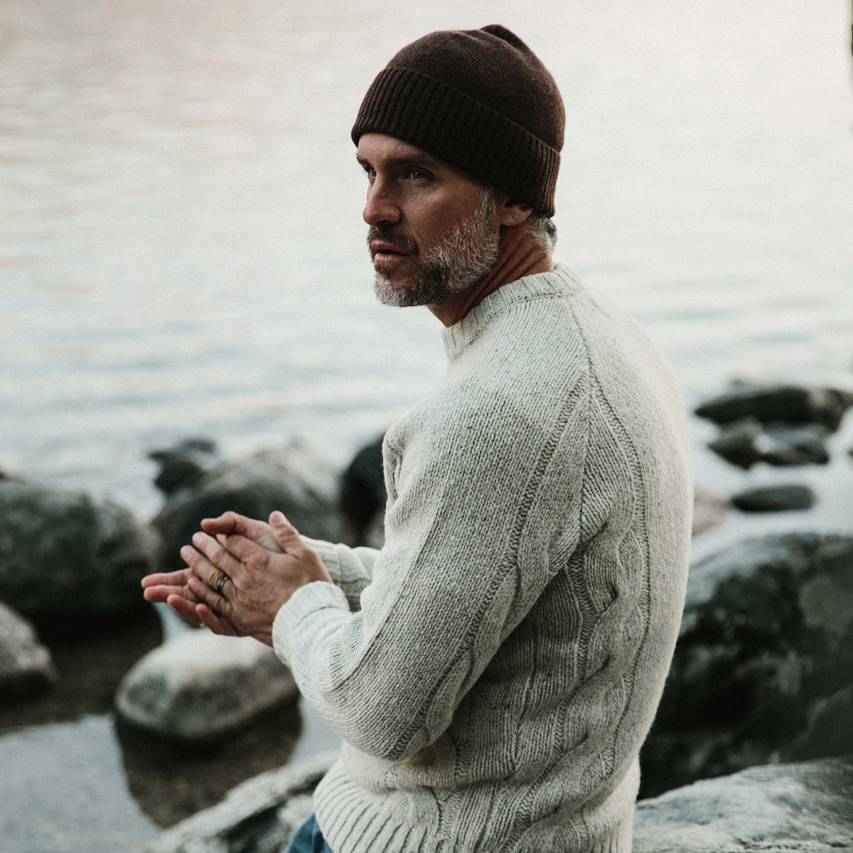 The Lodge Beanie in Heather Dark Burgundy