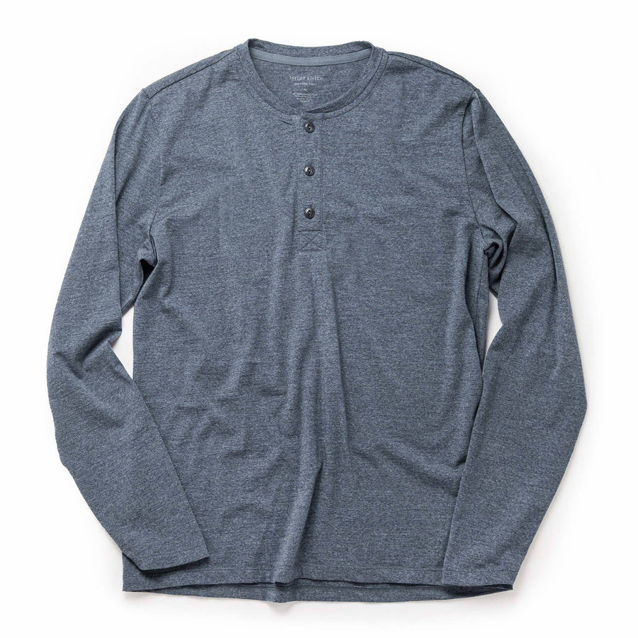 The Merino Henley in Heather Blue