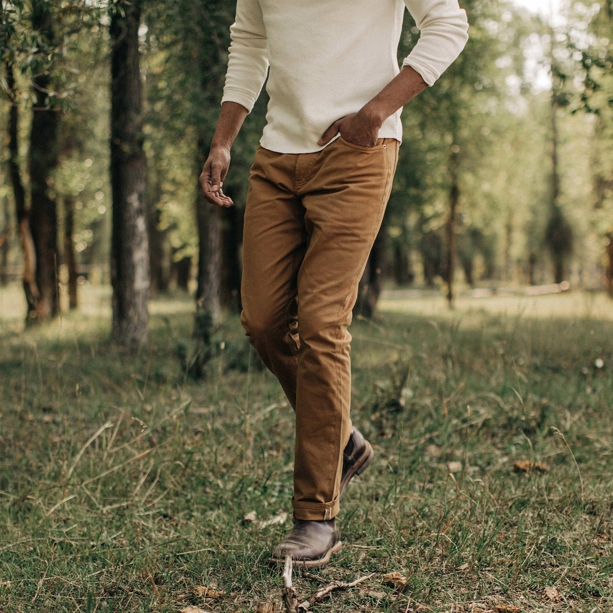 The Slim All Day Pant in British Khaki Selvage