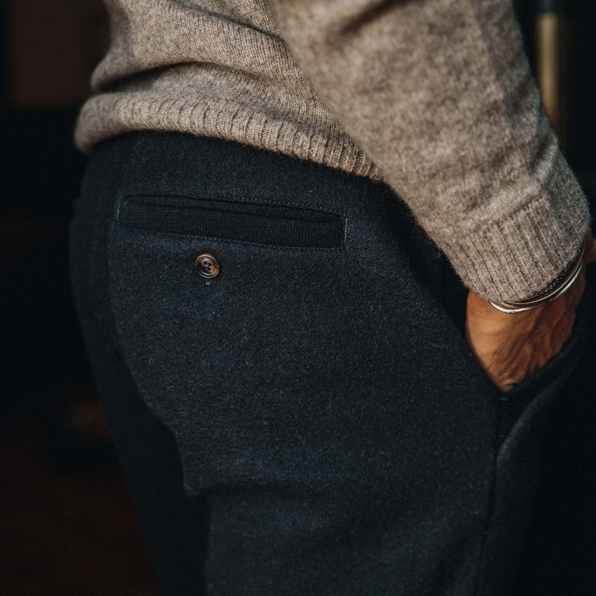 The Weekend Pant in Navy Boiled Wool