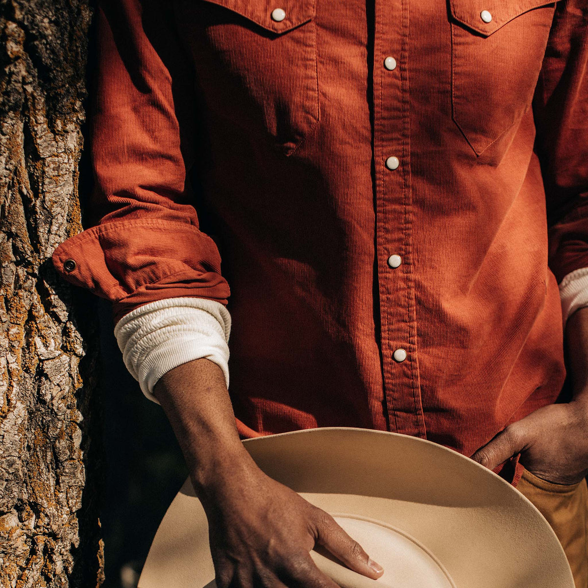 The Western Shirt in Rust Pincord