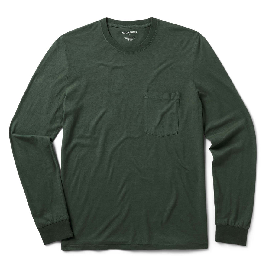 The Cotton Hemp Long Sleeve Tee in Pine