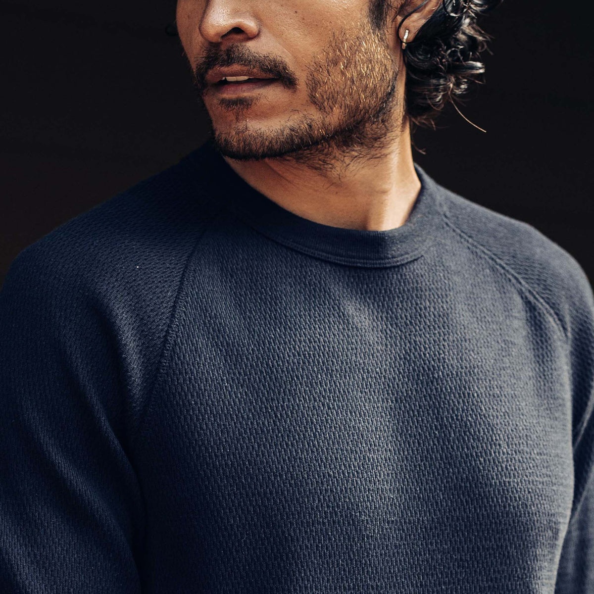 The Heavy Bag Waffle Long Sleeve in Navy