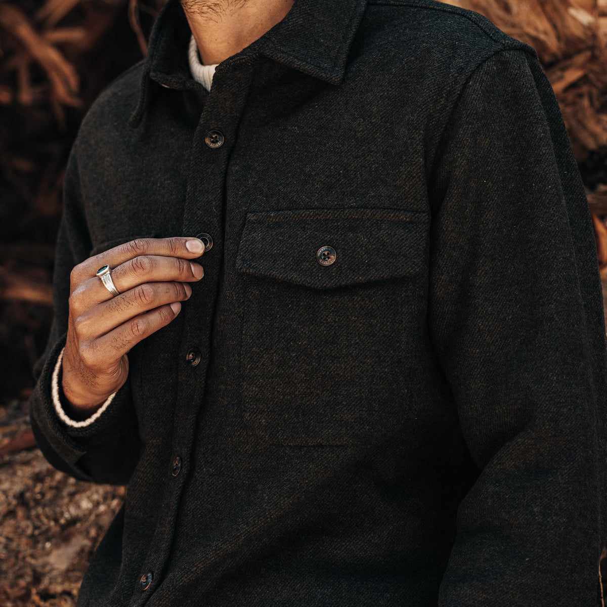 The Maritime Shirt Jacket in Evergreen Twill