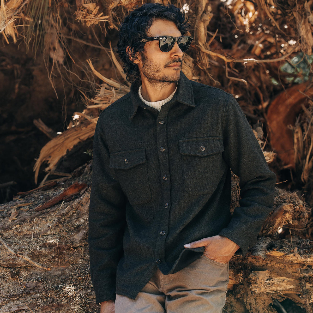 The Maritime Shirt Jacket in Evergreen Twill
