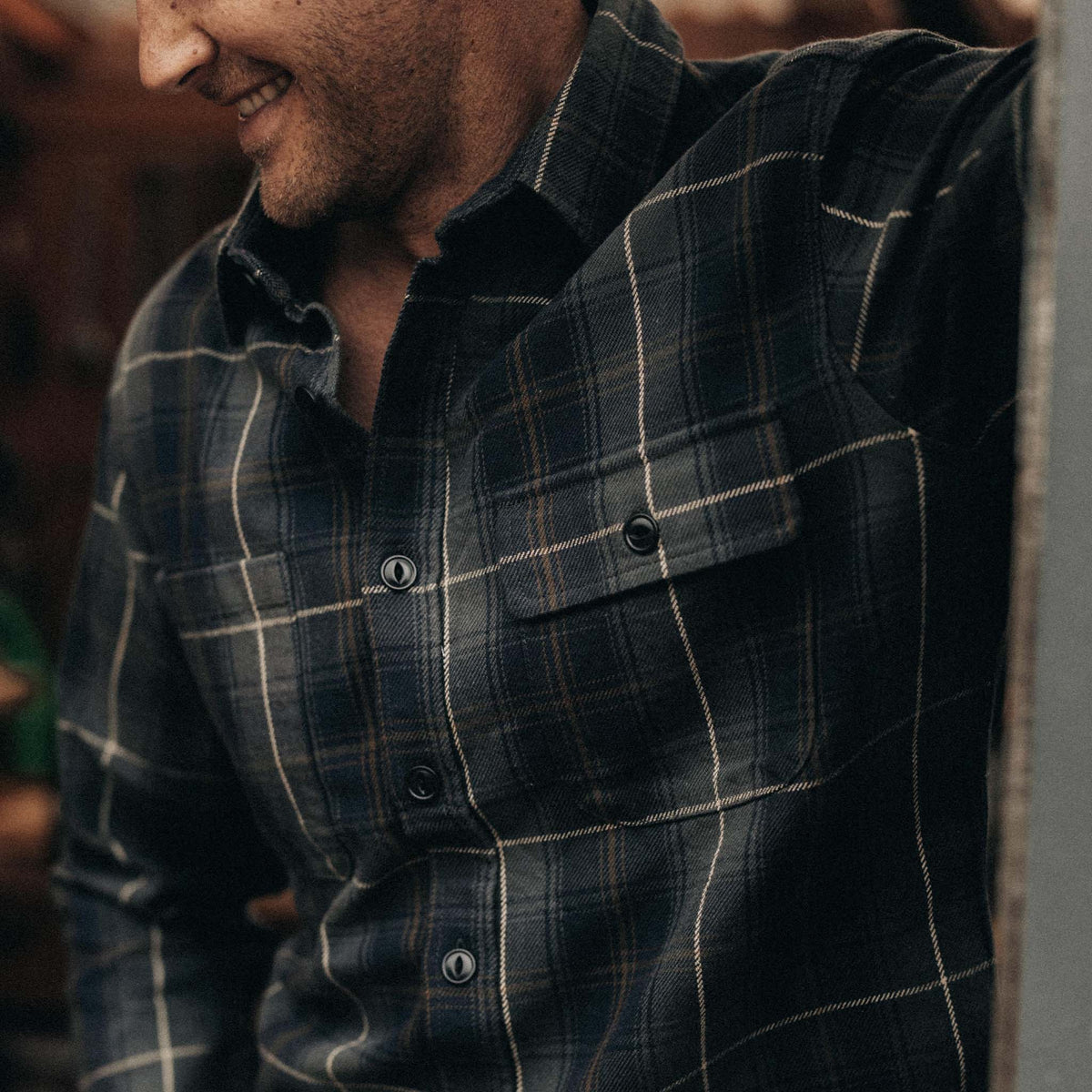 The Moto Utility Shirt in Shale Plaid