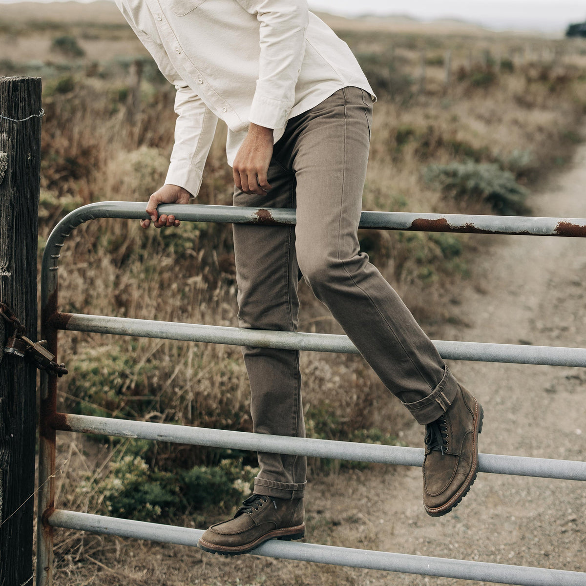 The Slim All Day Pant in Washed Walnut Selvage