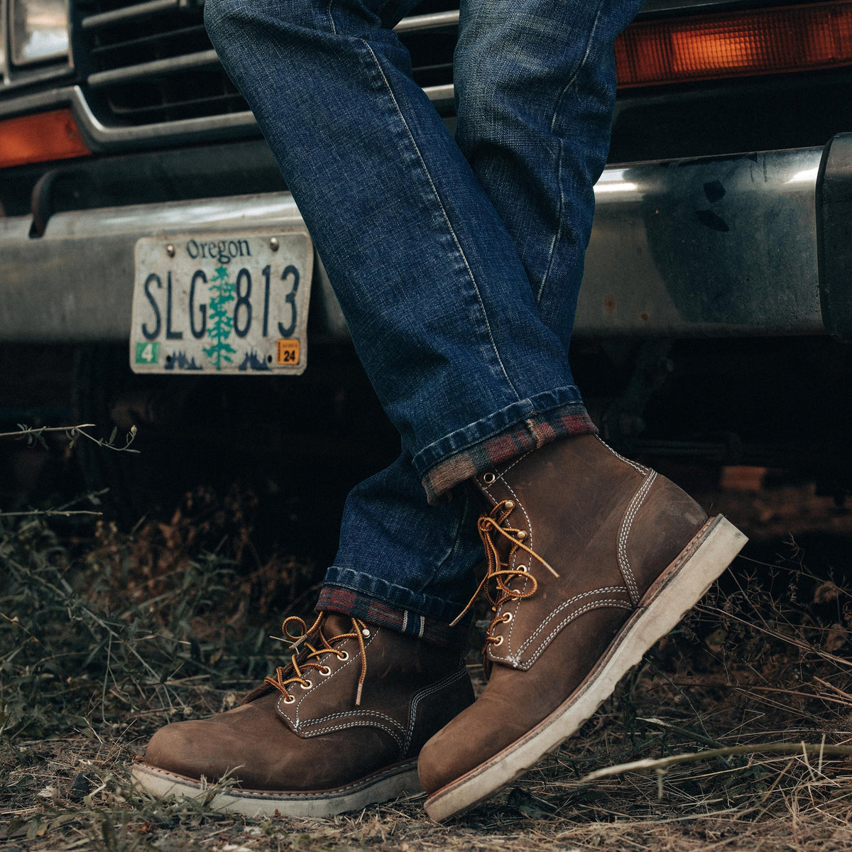 The Slim Brushed Back Jean in Sawyer Wash Organic Selvage