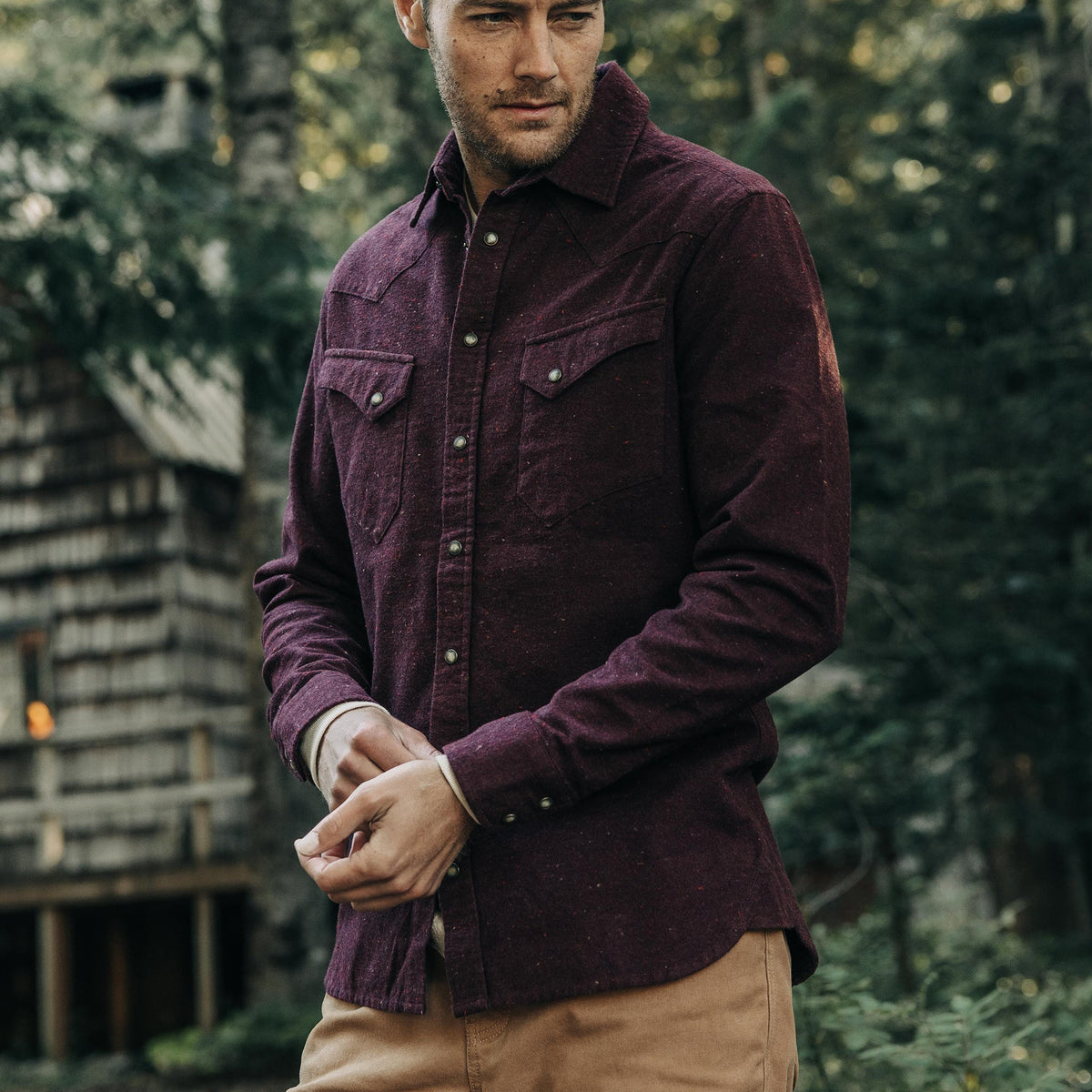 The Western Shirt in Nutmeg Donegal