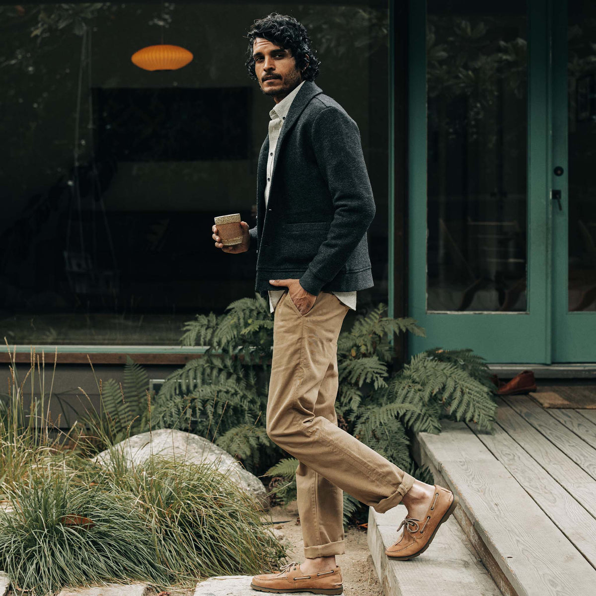 The Weekend Cardigan in Charcoal Herringbone Wool