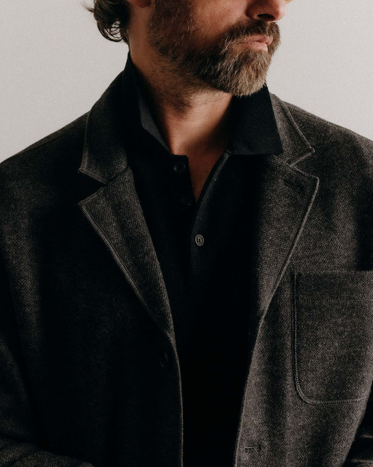 The Evans Blazer in Charcoal Birdseye Wool