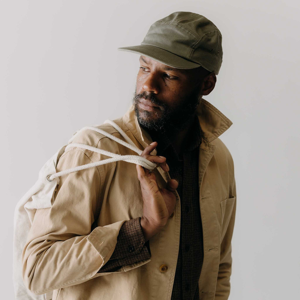 The 5-Panel Cap in Field Olive Reverse Sateen