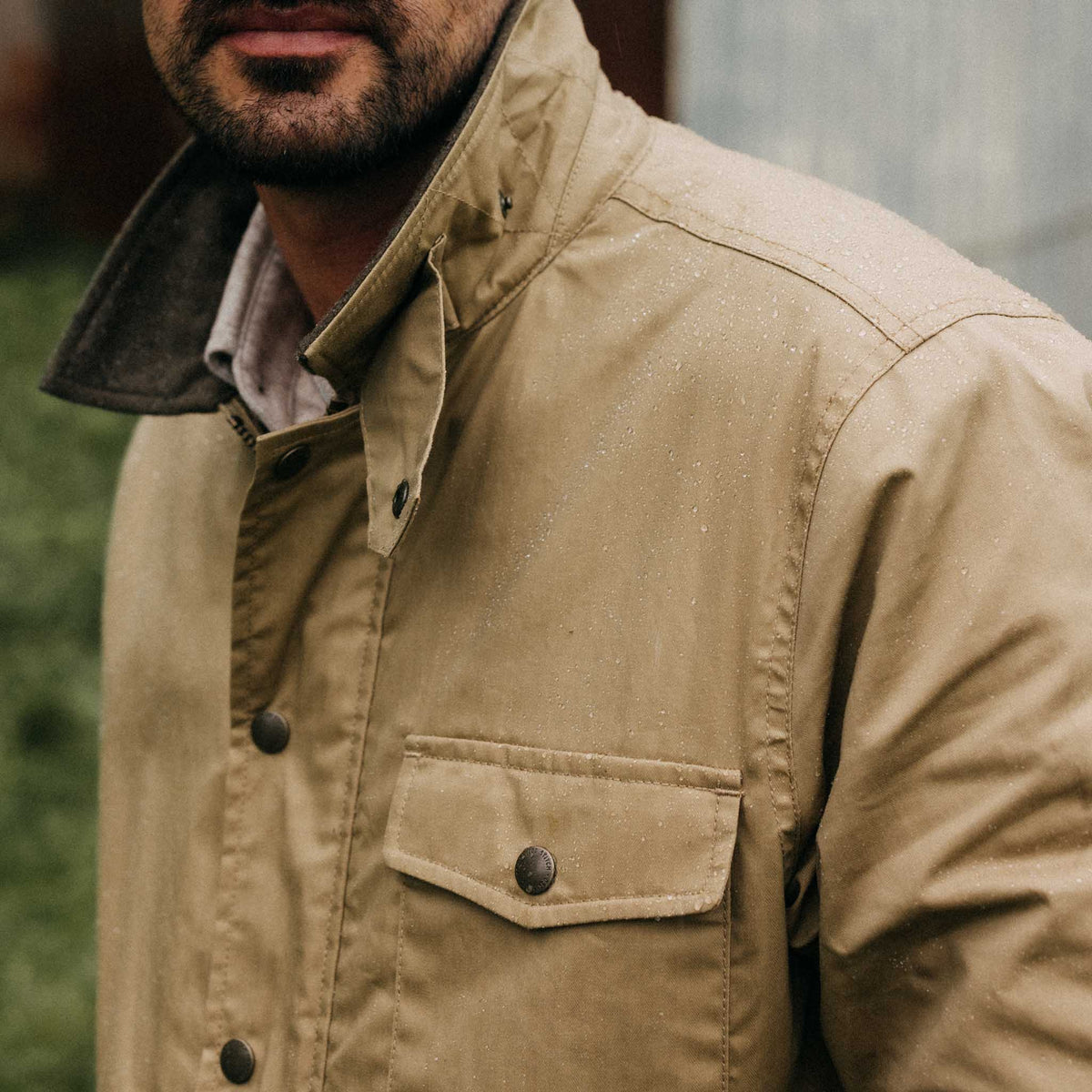 The Deck Jacket in Khaki Dry Wax