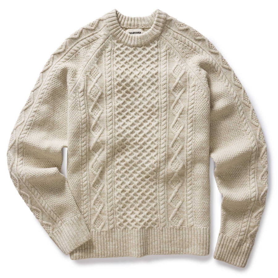 The Orr Sweater in Marled Oat Merino