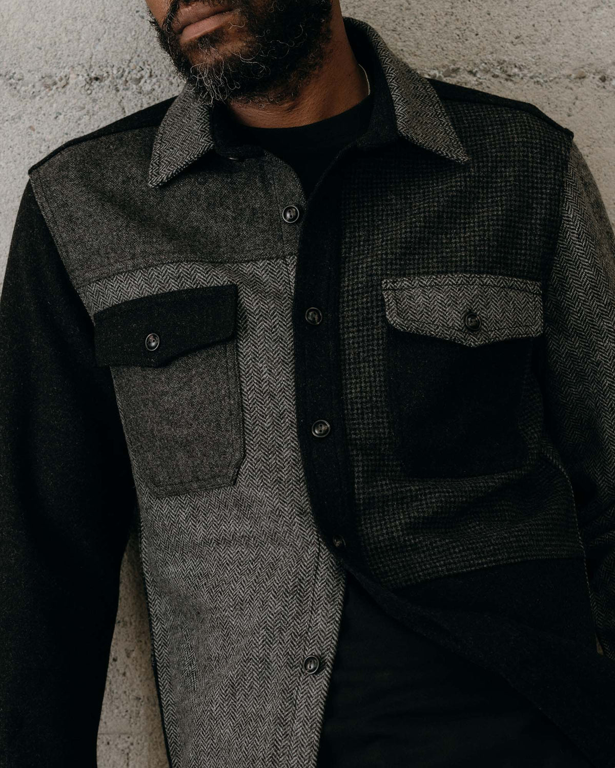 The Patchwork Overshirt in Ash Tweed