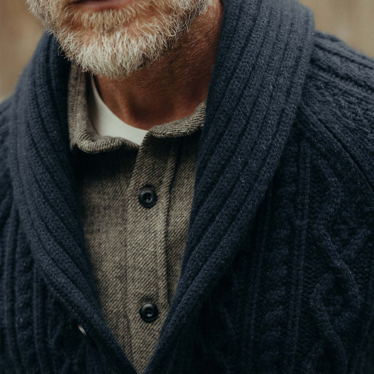 The Cascade Shawl Cardigan in Heather Marine