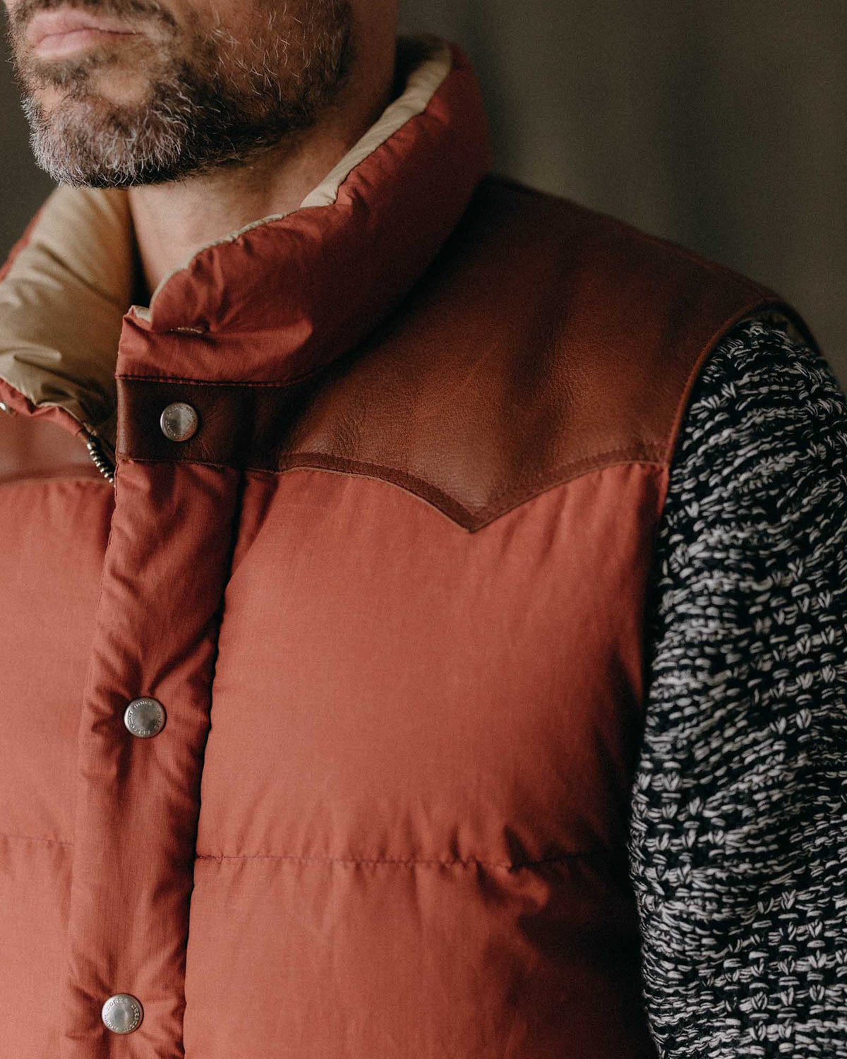 The Down Vest in Brick Red Waxed Ripstop