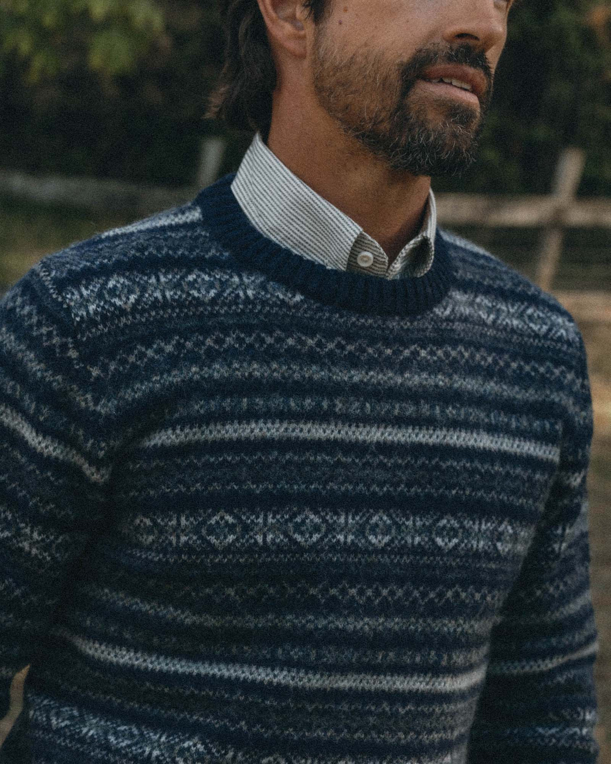 The Eastmoor Sweater in Navy Fair Isle Wool