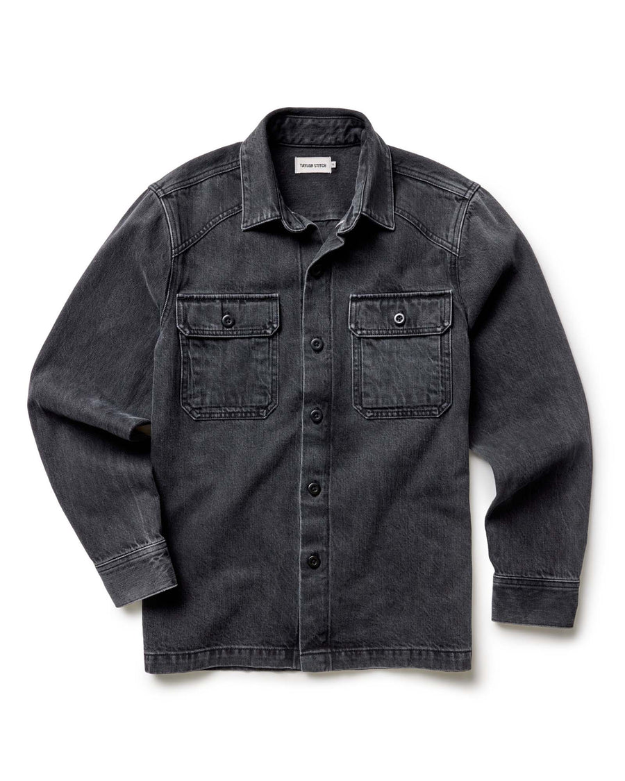 The Shop Shirt in Washed Black Organic Slub Selvedge